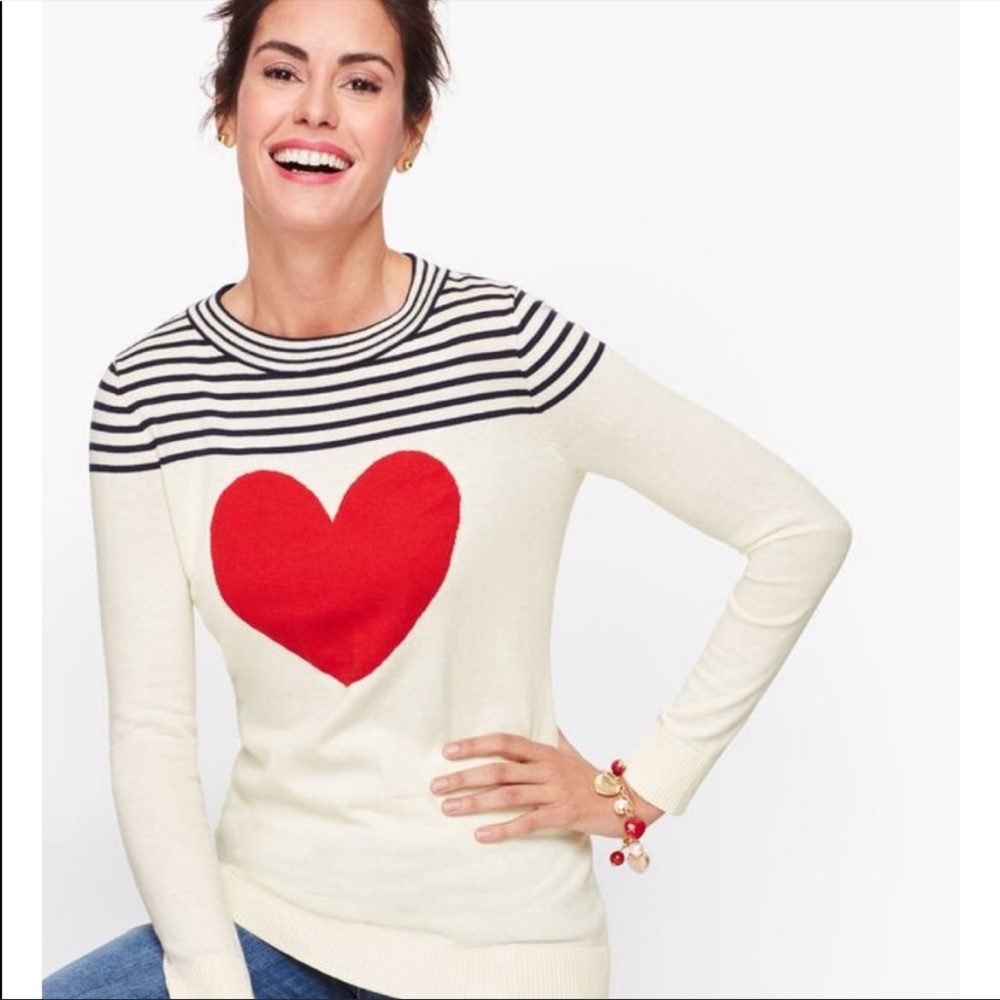 Talbots button back heart sweater L worn once